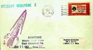 31 1961 AM (launch time 12 noon) Postmark of PAFB recording splashdown on Jan.