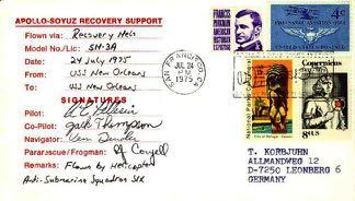 After arrival the cover flown on the helicopter was postmarked at USS Ticonderoga.