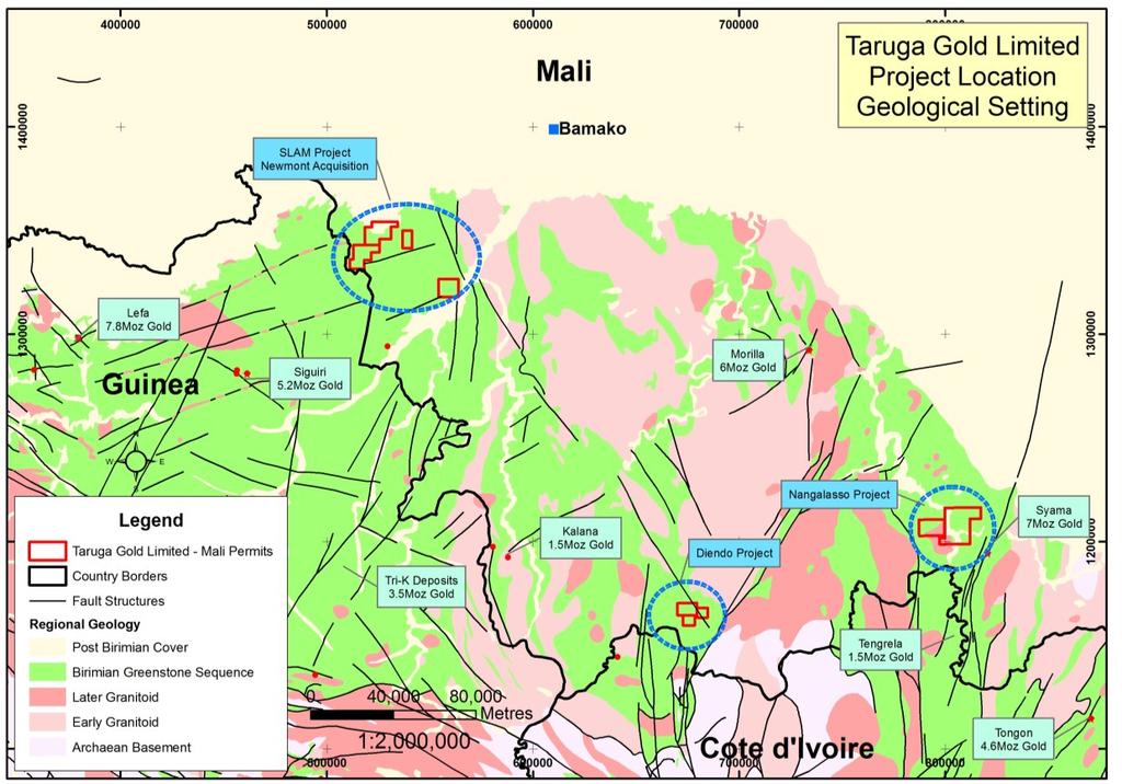 Nangalasso Project, Mali Taruga commenced field exploration at its Nangalasso Project in Mali, West Africa in November.