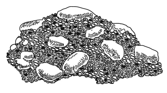 66. Base your answer to the following question on the diagram below, which represents a rock composed of cemented pebbles and sand.