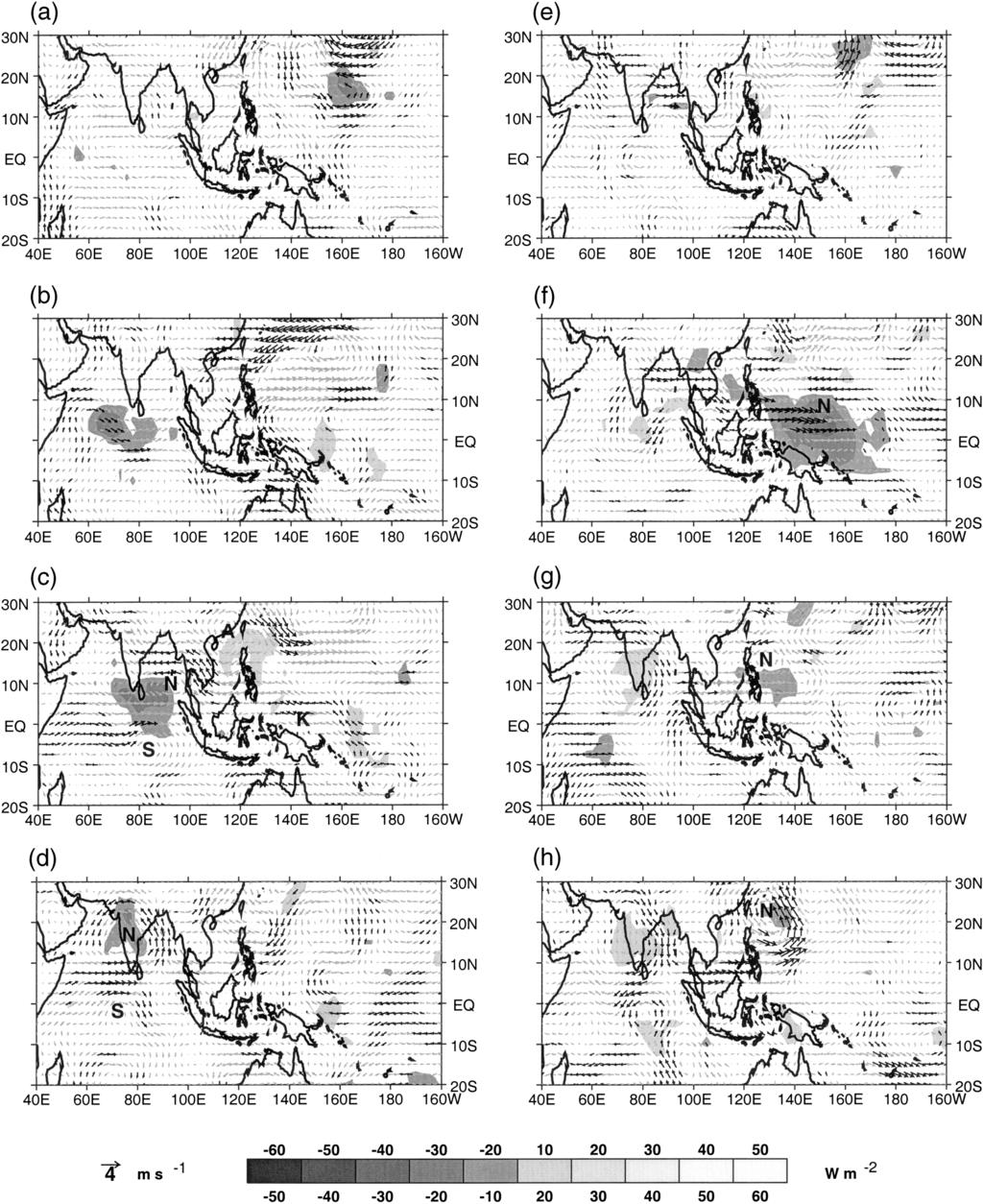 1 JULY 2001 KEMBALL-COOK AND WANG 2929 FIG. 5. Aug Oct composite OLR and 850-mb wind anomalies. Contours and wind vectors are as in Fig. 4.