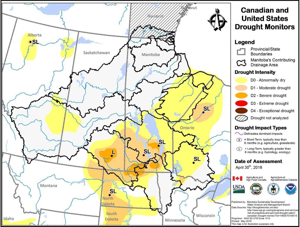 Canada and United States Drought Monitors The Canadian Drought Monitor and the United States Drought Monitor map the extent and intensity of drought conditions across Canada and the continental U.S.A.