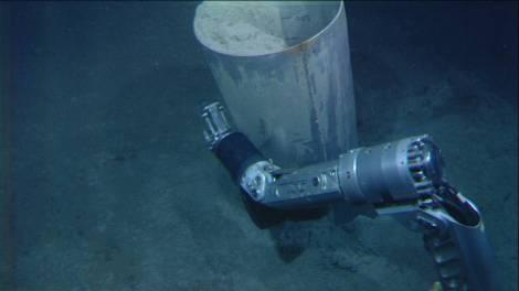 The pre-installed burial casing was found at 08:59 with a state of unexpected. Unfortunately, the casing started coming out of seafloor as figure 16.
