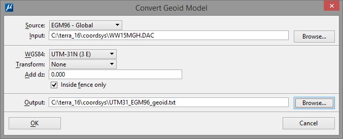 Converting a Geoid in TerraScan TerraScan has a tool that can convert some freely available geoids to TerraScan compatible geoids.