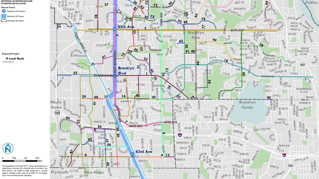 Figure 5 Brooklyn Park Project Priority Map (South) Projects are uniquely colored to illustrate project limits only, and