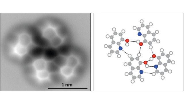 The Very First Image of a Hydrogen Bond Atomic Force Microscope (AFM) images of 8-hydroxyquinoline on a copper