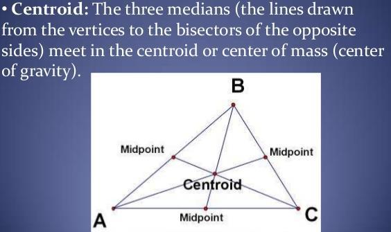 Each median is divided into 1 : 2 at centroid.