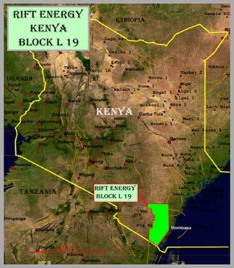 History of an exploration Asset In June 2012, Rift Energy signed a Production Sharing Contract ( PSC ) covering Block L19 in southeastern Kenya. Block L19 covers approximately 12,000 KM 2 (2.