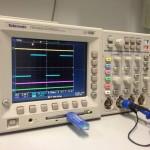 Watching behavior with an oscilloscope Oscilloscope = basic science research tool: makes plots of voltage vs time, with precision down to nanosec and microvolts.