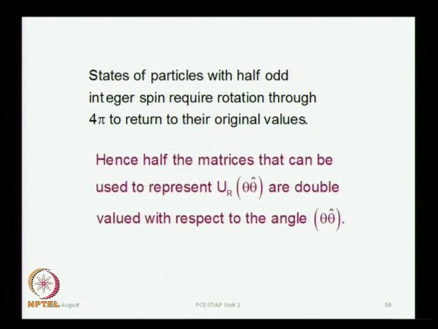(Refer Slide Time: 27:06) And states of particles with half odd integer spin will require a rotation, through 4 pi, which is a problem with shifts