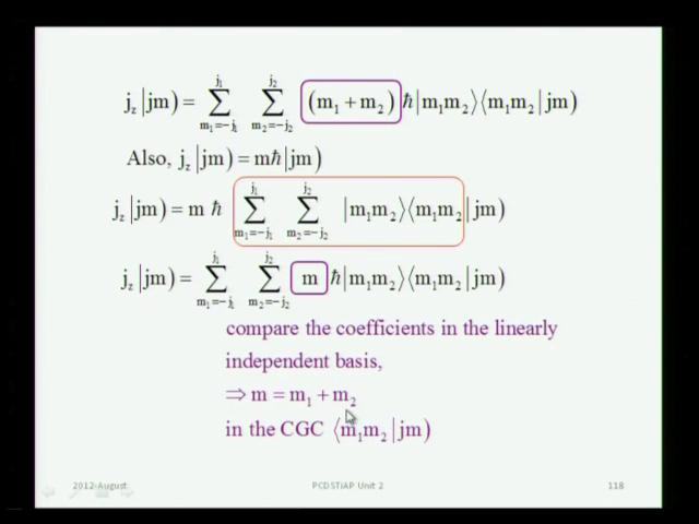 (Refer Slide Time: 13:52) So, that is the right hand side, left hand side is very simple to resolve, because j z at operating on j m gives you an Eigen value equation and you can express this term