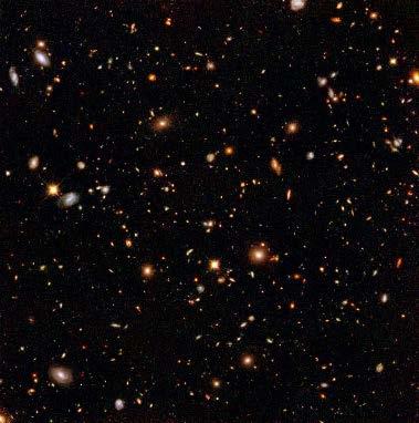 The figures below were taken by the Hubble Space Telescope. We can see galaxies in these pictures.