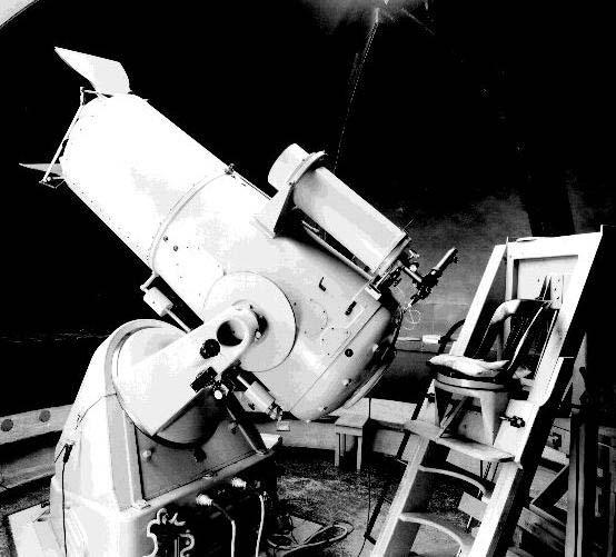 Palomar 18 inch Schmidt telescope Field of view 9 x 9 deg limit discovery magnitude 16.