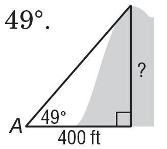 If point A is 400 feet from the base of the hill, how high is the hill? 5.