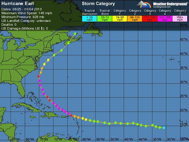 Major Hurricane Earl (#5): Earl formed from a tropical wave in the eastern tropical Atlantic on August 25, becoming a tropical storm later that day (Figure 5).