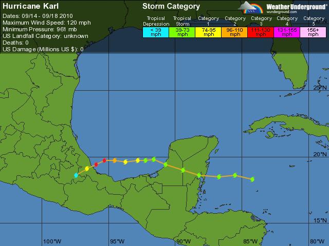 Major Hurricane Karl (#11): Karl formed in the Northwest Caribbean late on September 14 (Figure 11).