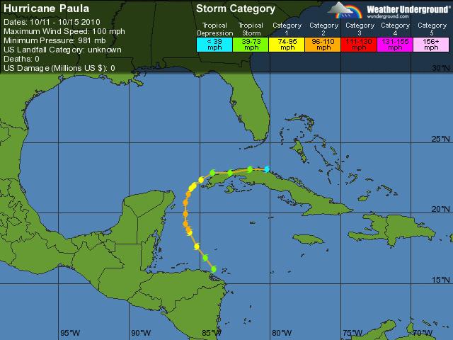 Hurricane Paula (#16): Paula formed near the coast of Honduras on October 11 (Figure 16).