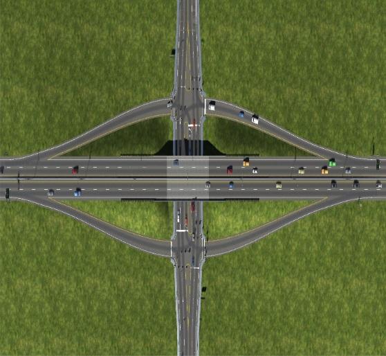CHAPTER 7 DIAMOND INTERCHANGE Overview The familiar Diamond interchange provides continuous traffic flow of vehicles entering and exiting the main highway using separated grades for the main highway