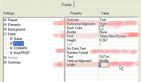 In the DISPLAY TAB there are numerous fields to adjust to get the column width, text name as opposed to the variable name displayed, the orientation of the paper, etc etc.