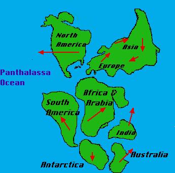 2000 miles wide! 135 Million Years Ago About 135 million years ago Laurasia was still moving, and as it moved it broke up into the continents of North America, Europe and Asia (Eurasian plate).