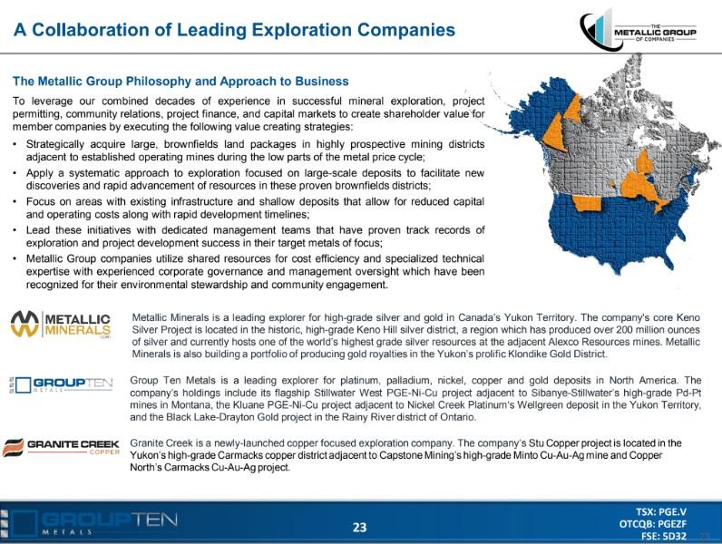 Michael Rowley: Group Ten Metals is part of a collaboration of leading exploration companies with some common directors between the companies and a similar approach to business.