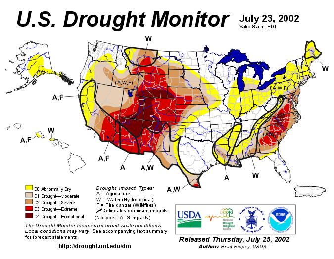 Widespread Drought By late July 2002, Colorado near epicenter of