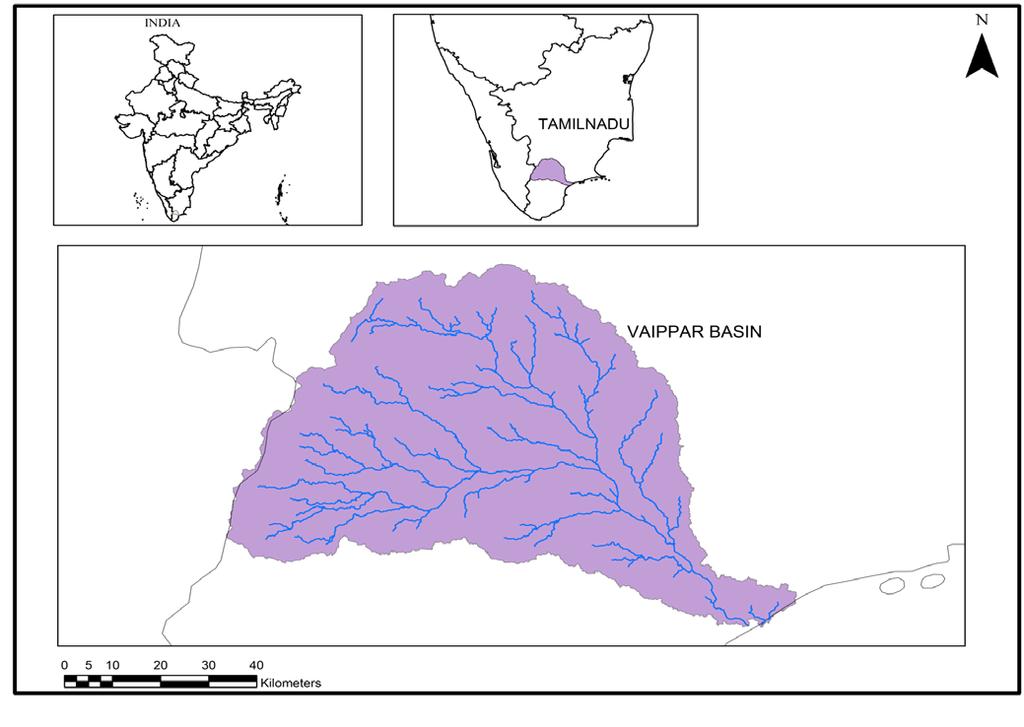 Study area Vaippar basin, Tamil Nadu Catchment