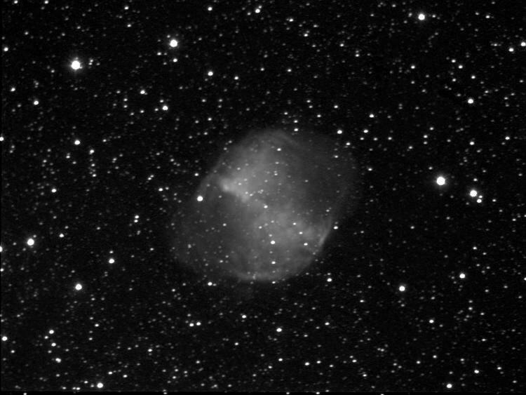 Messier 27 (M27) the Dumbbell Nebula Messier 27 can be seen using a pair of binoculars in a dark sky looking like a small fuzzy patch of light.