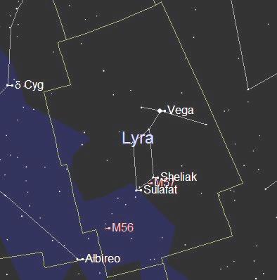 The constellation of Lyra (the Harp) is located to the west (right) of Cygnus but is much smaller.