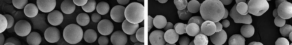 SEM images of (a) the SiO2 template together with the novel TiO2 replica (b) spheres