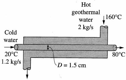 Question 3 (all sub-questions can be solved independently) A counter-flow double-pipe heat exchanger is used to heat water from 20 0 C to 80 0 C at a rate of 1.2 kg/s.