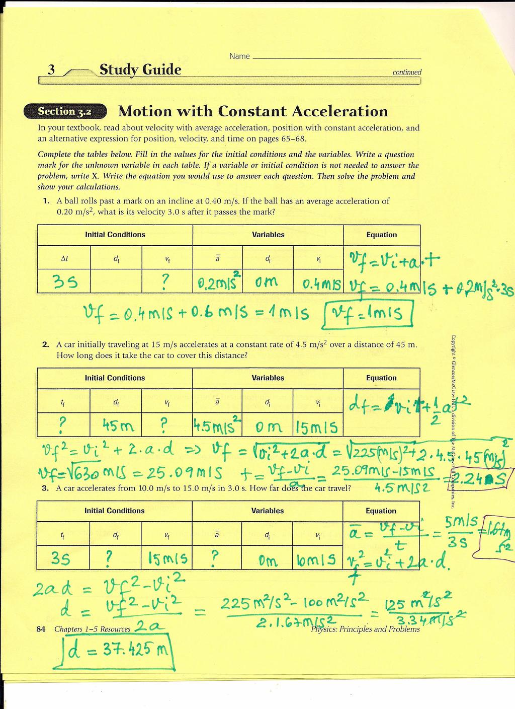 r Nme Motion with Constnt Accelertion Section30z In your textbook red bout velocity with verge ccelertion, position with constnt ccelertion, nd n lterntive expression for position, velocity, nd tirne