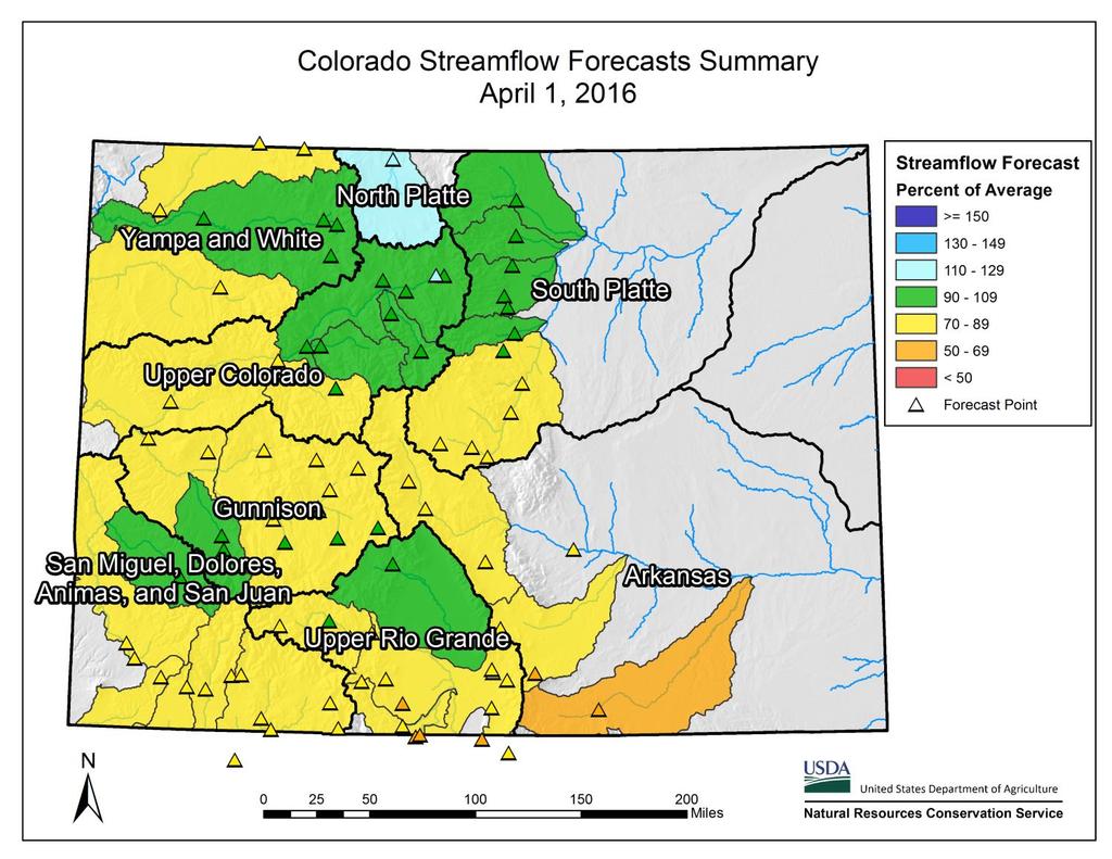 Streamflow Water users in Colorado can expect a variety of streamflow conditions across Colorado this spring and summer.