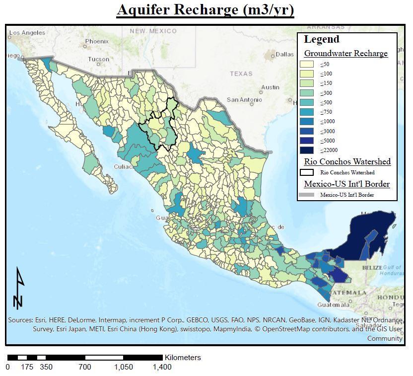 Figure 19. Mexico s federal water administration, CONAGUA, estimates recharge to subaquifers.