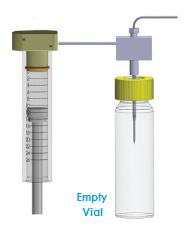 Step 1 Empty vials are placed in one tray while water standards or samples are placed in the second tray.
