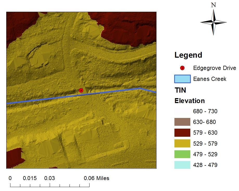 Figure 10: TIN at Eanes Creek and
