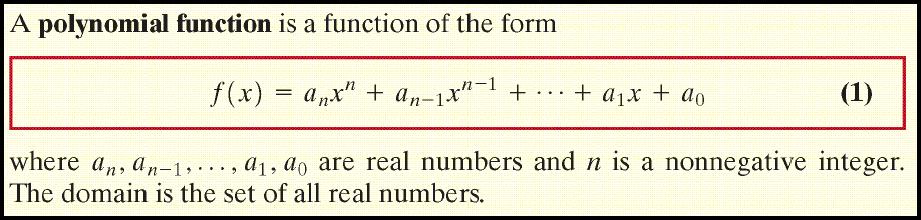 Section 5.1: Polynomial Functions and Models Definition Example Determine which of the following are polynomial functions.