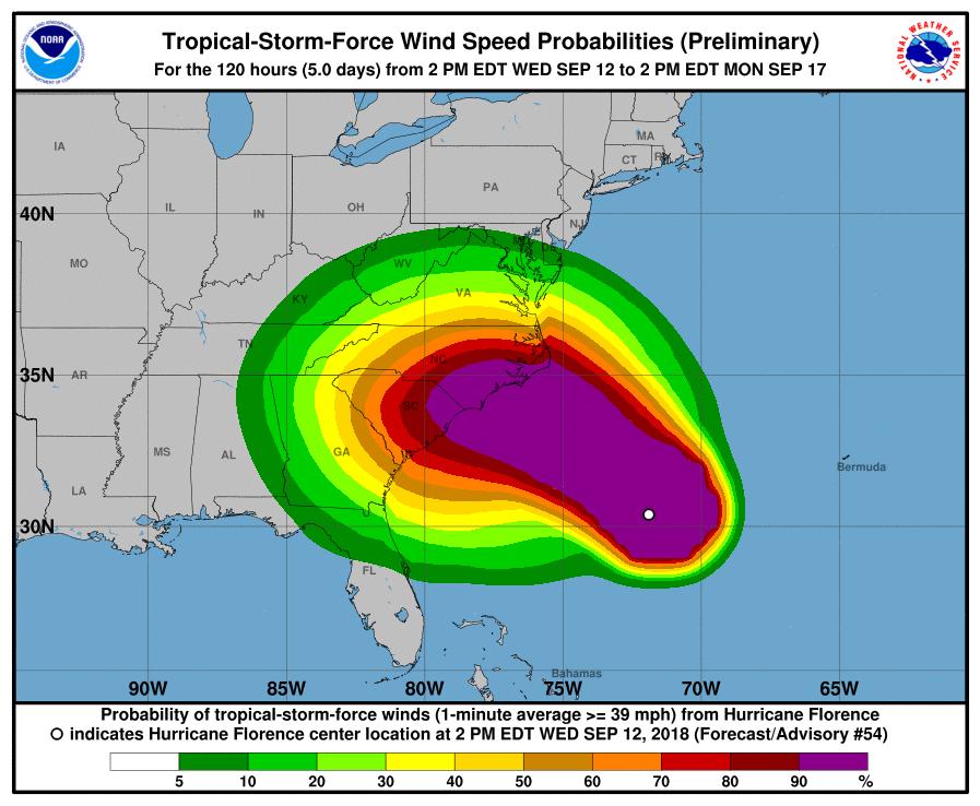 National Hurricane Center: Wind Speed Probabilities -Force Wind
