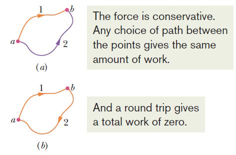 8.3 Path Independence of Conservative Forces The net work done by a conservative force on a particle moving around any closed path is zero.