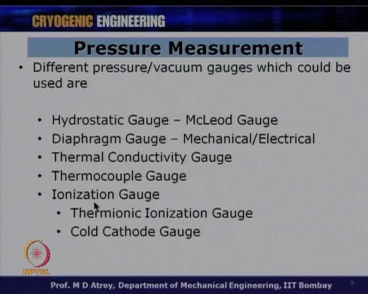 For example, up to a particular level of vacuum thermal conductivity gauges can be used.