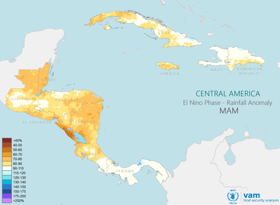El Nino Impacts: Central America Rainfall forecasts for Oct- Dec 2018 rainfall.
