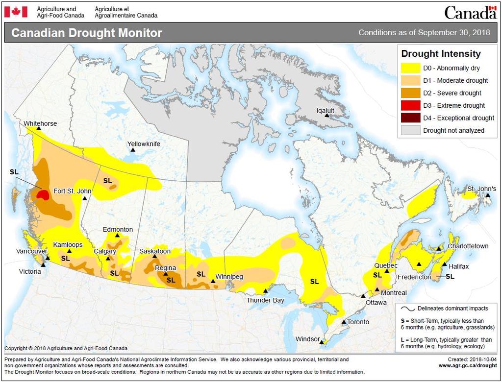 Figure 4: Canadian Drought Monitor September 30,