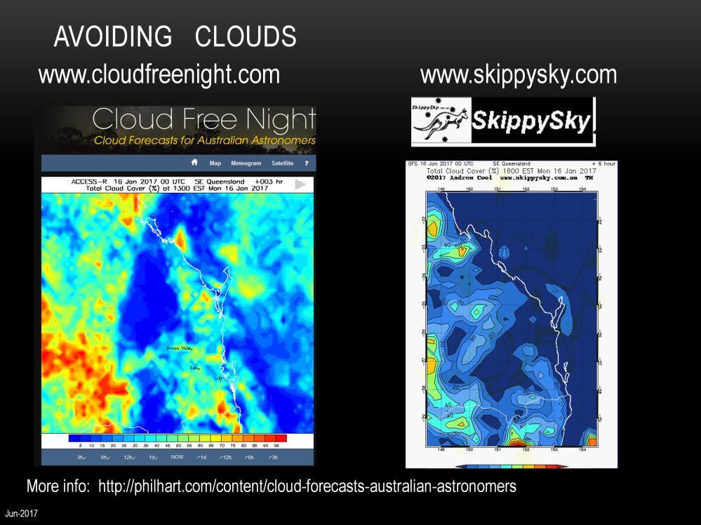 And the find the best cloud-free evenings for observing make sure you