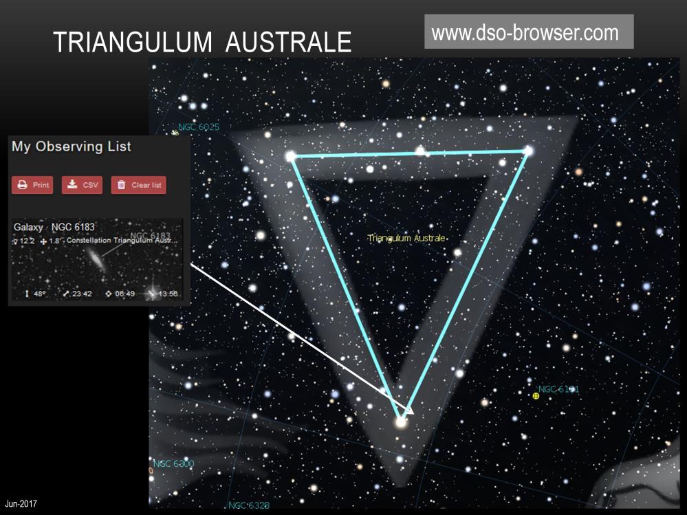 Triangulum Australe is a very challenging constellation for telescope observers. It is home to many galaxies but they are all very distant and very faint.