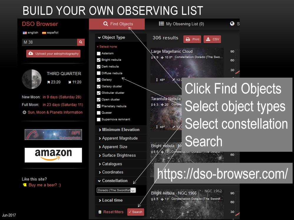 Make sure you take a look at the great observing planning tool DSO-Browser before the New Moon period.