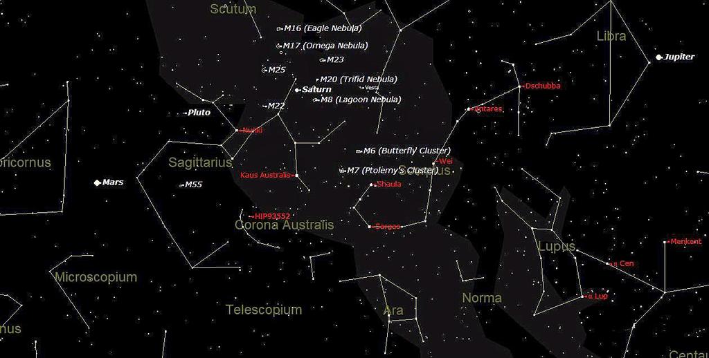 What's Up in the Southern Hemisphere? Mars, Saturn and Jupiter are continuing to be a glorious sight for you as can been in the following star chart.