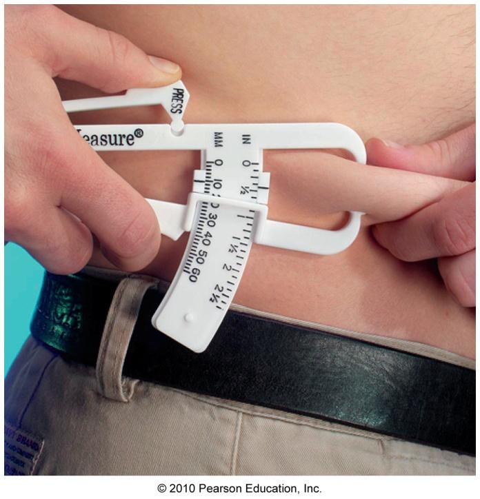 If the thickness of the skin fold at the waist indicates an 11% body fat, how much fat is in a