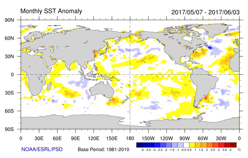 IOD June 2017 Figure 5: Sea Surface Temperature anomalies for the period 07 May to 03 June 2017 (Courtesy of NOAA/ESRL/PSD) 0.8 2017 IOD AND ANALOGUE YEARS 0.6 0.4 0.