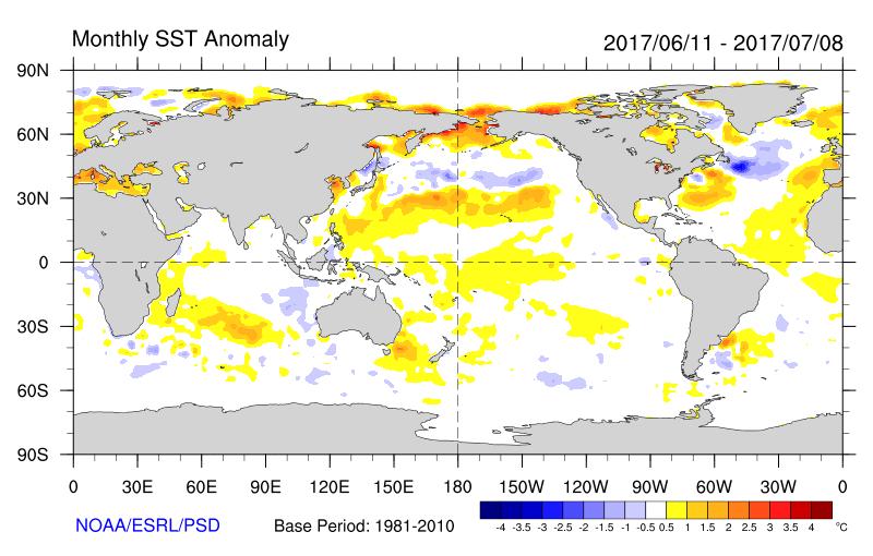IOD July 2017 Figure 5: Sea Surface Temperature anomalies for the period 11 June to 08 July 2017 (Courtesy of NOAA/ESRL/PSD) 0.8 2017 IOD AND ANALOGUE YEARS 0.6 0.4 0.