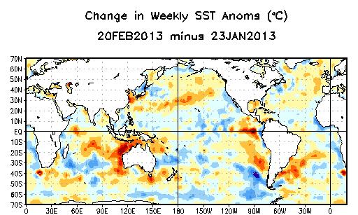 Weekly SST Departures ( o C) for the Last Four Weeks During the last